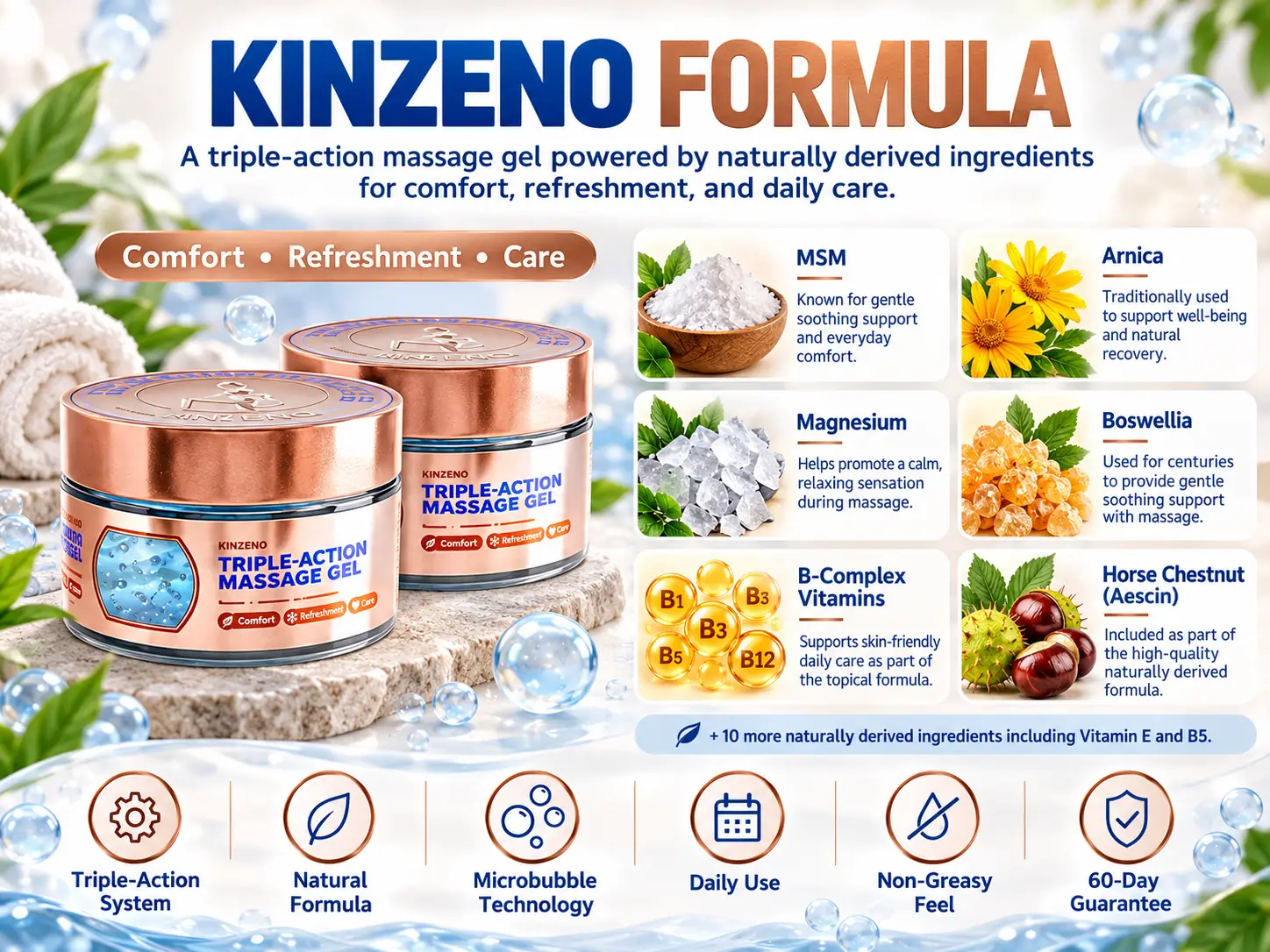 Kinzeno formula: MSM, Arnica, Magnesium, Boswellia and more